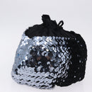SAINT LAURENT Purse Shoulder Bag Sequin nylon Black Auth ka5811V-5