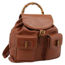 GUCCI Bamboo Backpack Leather Brown Gold 003 2058 0016 Auth ka5812-1