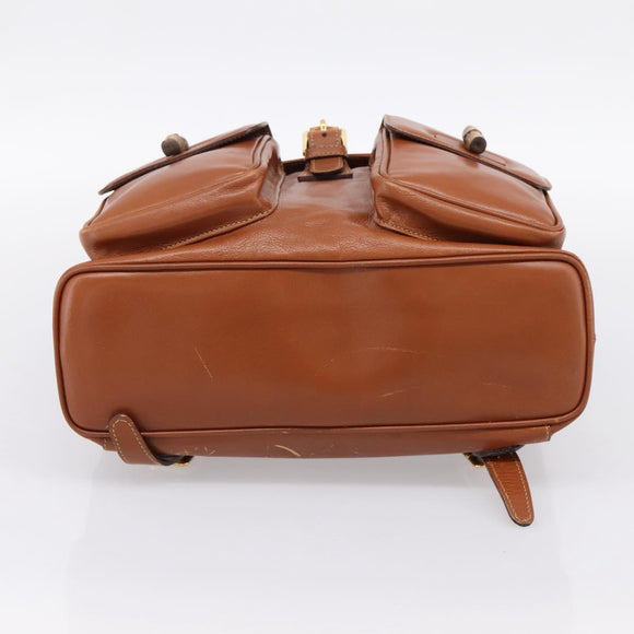 GUCCI Bamboo Backpack Leather Brown Gold 003 2058 0016 Auth ka5812