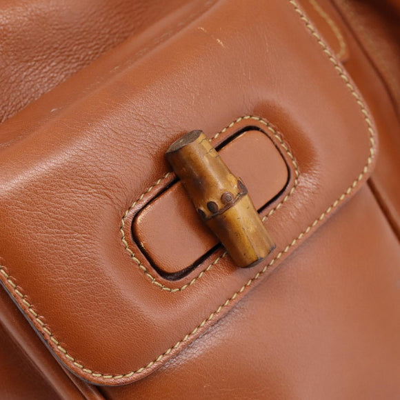 GUCCI Bamboo Backpack Leather Brown Gold 003 2058 0016 Auth ka5812