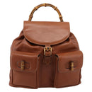 GUCCI Bamboo Backpack Leather Brown Gold 003 2058 0016 Auth ka5812-13