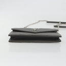 SAINT LAURENT Cassandra Chain Shoulder Wallet Leather Gray Silver Auth ka5813V-11