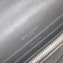 SAINT LAURENT Cassandra Chain Shoulder Wallet Leather Gray Silver Auth ka5813V-18