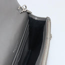 SAINT LAURENT Cassandra Chain Shoulder Wallet Leather Gray Silver Auth ka5813V-20
