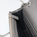 SAINT LAURENT Cassandra Chain Shoulder Wallet Leather Gray Silver Auth ka5813V-21