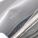 SAINT LAURENT Cassandra Chain Shoulder Wallet Leather Gray Silver Auth ka5813V-25