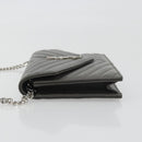SAINT LAURENT Cassandra Chain Shoulder Wallet Leather Gray Silver Auth ka5813V-5