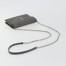 SAINT LAURENT Cassandra Chain Shoulder Wallet Leather Gray Silver Auth ka5813V-7