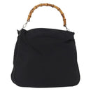 GUCCI Bamboo Shoulder Bag Canvas Black Silver 001 1014 1577 5 Auth ka582-1