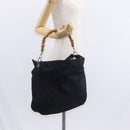 GUCCI Bamboo Shoulder Bag Canvas Black Silver 001 1014 1577 5 Auth ka582-21