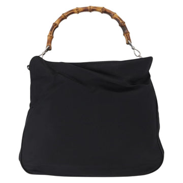 GUCCI Bamboo Shoulder Bag Canvas Black Silver 001 1014 1577 5 Auth ka582 - 0