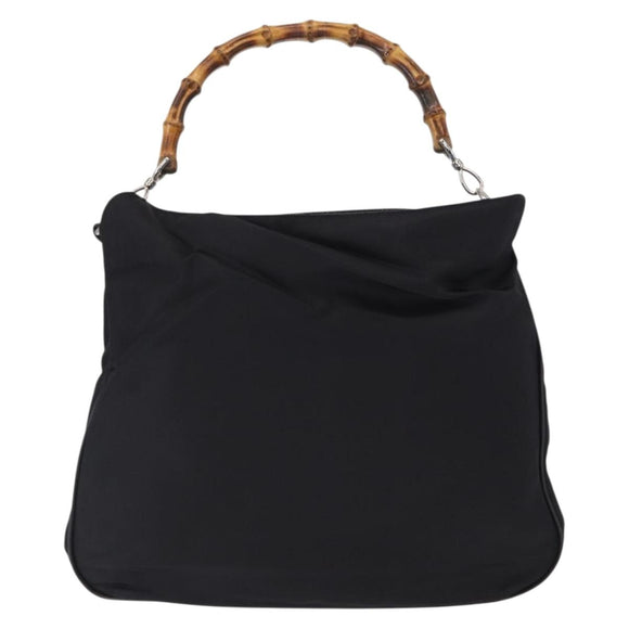 GUCCI Bamboo Shoulder Bag Canvas Black Silver 001 1014 1577 5 Auth ka582