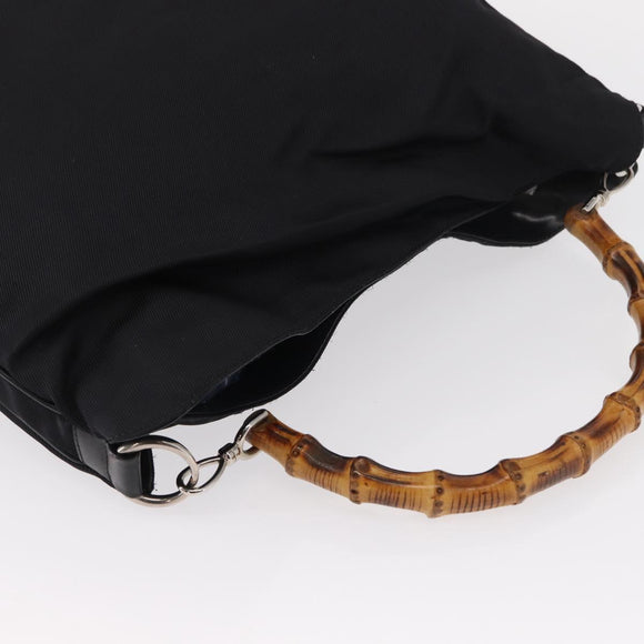GUCCI Bamboo Shoulder Bag Canvas Black Silver 001 1014 1577 5 Auth ka582