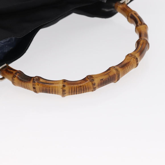 GUCCI Bamboo Shoulder Bag Canvas Black Silver 001 1014 1577 5 Auth ka582