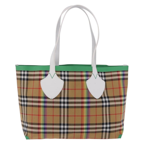 BURBERRY Nova Check Tote Bag Canvas Beige Auth ka5820V