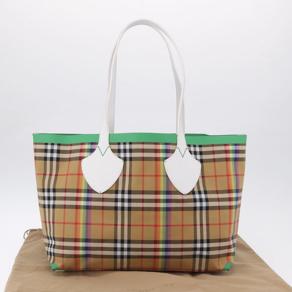 BURBERRY Nova Check Tote Bag Canvas Beige Auth ka5820V