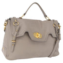 Miu Miu Hand Bag Leather 2way Beige Gold Auth ka5824A-1