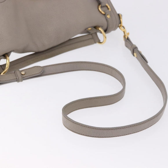 Miu Miu Hand Bag Leather 2way Beige Gold Auth ka5824A