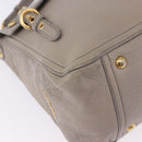 Miu Miu Hand Bag Leather 2way Beige Gold Auth ka5824A-10