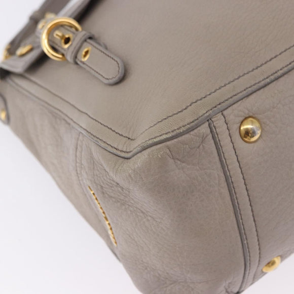 Miu Miu Hand Bag Leather 2way Beige Gold Auth ka5824A