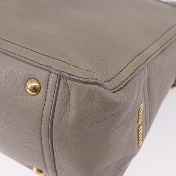 Miu Miu Hand Bag Leather 2way Beige Gold Auth ka5824A