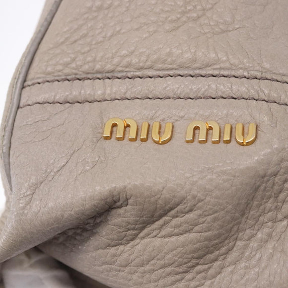 Miu Miu Hand Bag Leather 2way Beige Gold Auth ka5824A