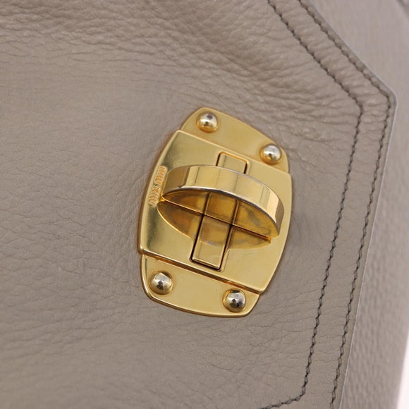 Miu Miu Hand Bag Leather 2way Beige Gold Auth ka5824A