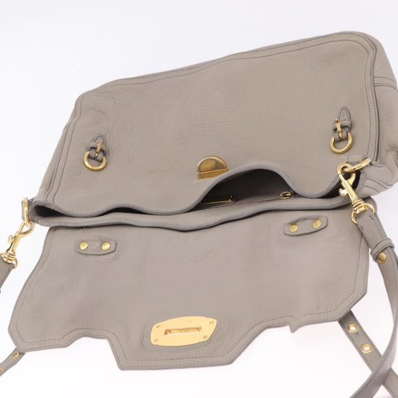 Miu Miu Hand Bag Leather 2way Beige Gold Auth ka5824A