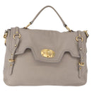 Miu Miu Hand Bag Leather 2way Beige Gold Auth ka5824A-13