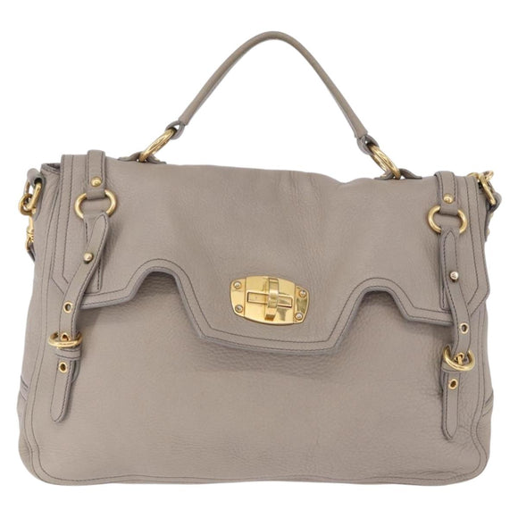 Miu Miu Hand Bag Leather 2way Beige Gold Auth ka5824A