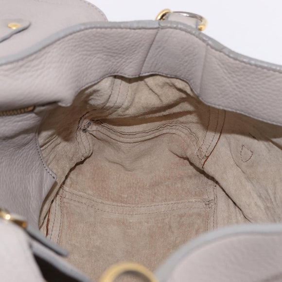 Miu Miu Hand Bag Leather 2way Beige Gold Auth ka5824A
