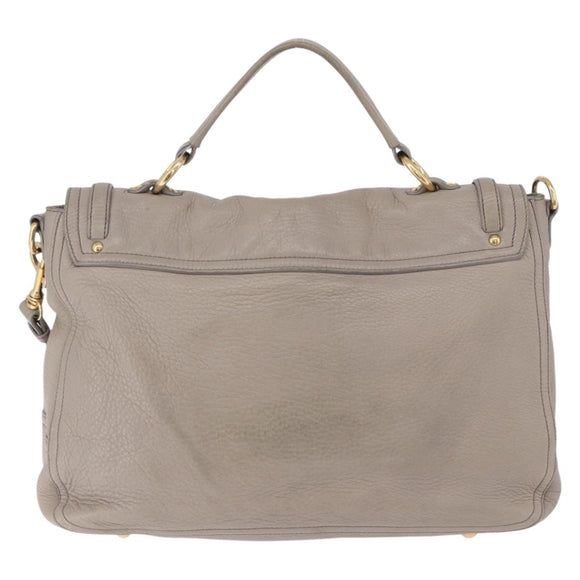Miu Miu Hand Bag Leather 2way Beige Gold Auth ka5824A