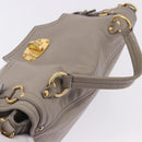 Miu Miu Hand Bag Leather 2way Beige Gold Auth ka5824A-7