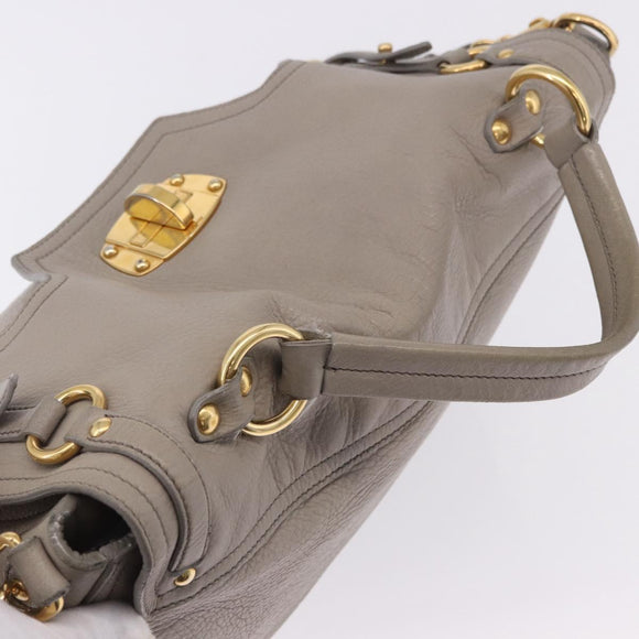 Miu Miu Hand Bag Leather 2way Beige Gold Auth ka5824A