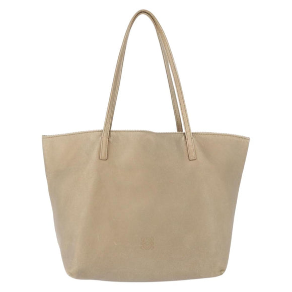 LOEWE Tote Bag Leather Gold Auth ka5825