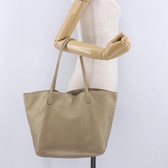 LOEWE Tote Bag Leather Gold Auth ka5825
