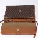 CELINE Macadam Canvas Shoulder Bag PVC Leather Brown Gold Auth ka5827-9