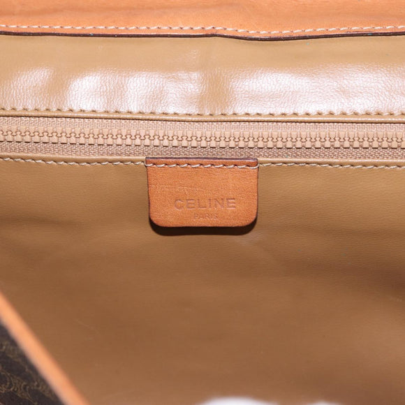 CELINE Macadam Canvas Shoulder Bag PVC Leather Brown Gold Auth ka5827