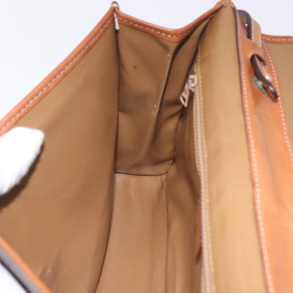 CELINE Macadam Canvas Shoulder Bag PVC Leather Brown Gold Auth ka5827