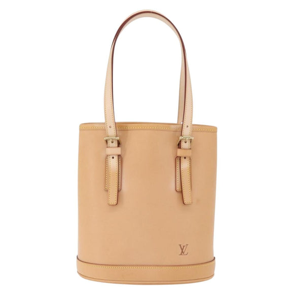 LOUIS VUITTON Nomad leather Bucket PM Shoulder Bag Beige M85001 LV Auth ka5828V