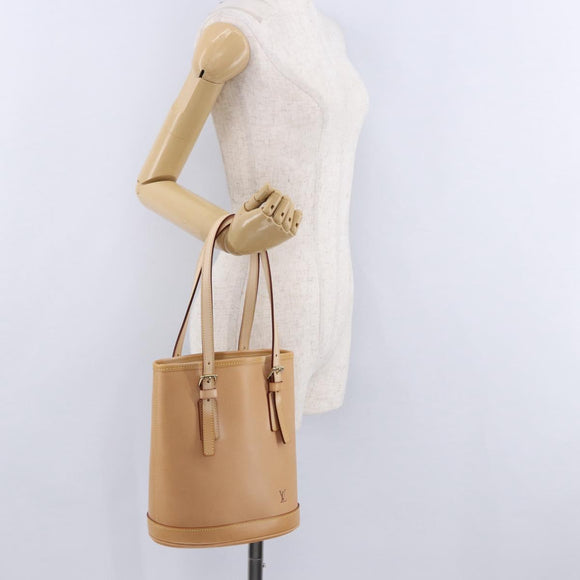 LOUIS VUITTON Nomad leather Bucket PM Shoulder Bag Beige M85001 LV Auth ka5828V
