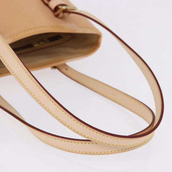 LOUIS VUITTON Nomad leather Bucket PM Shoulder Bag Beige M85001 LV Auth ka5828V