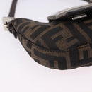 FENDI Zucca Canvas Mini Croissant Hand Bag Black Brown Silver Auth ka5829A-9