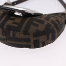 FENDI Zucca Canvas Mini Croissant Hand Bag Black Brown Silver Auth ka5829A-14
