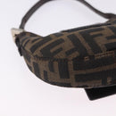 FENDI Zucca Canvas Mini Croissant Hand Bag Black Brown Silver Auth ka5829A-15