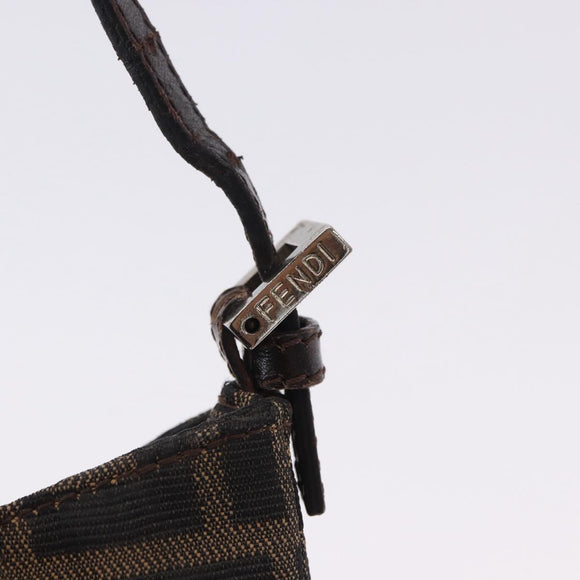 FENDI Zucca Canvas Mini Croissant Hand Bag Black Brown Silver Auth ka5829A
