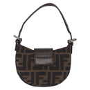 FENDI Zucca Canvas Mini Croissant Hand Bag Black Brown Silver Auth ka5829A-2