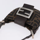 FENDI Zucca Canvas Mini Croissant Hand Bag Black Brown Silver Auth ka5829A-6