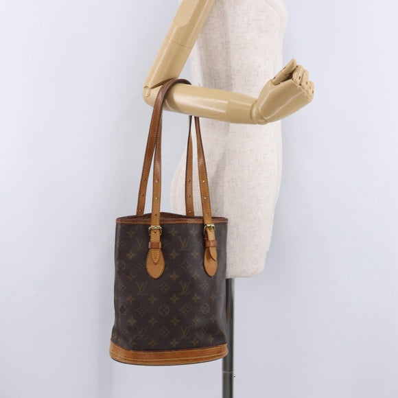 LOUIS VUITTON Monogram Bucket PM Shoulder Bag M42238 LV Auth ka5834