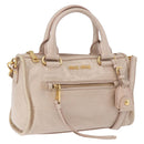 Miu Miu Hand Bag Leather 2way Beige Gold Auth ka5835V-1